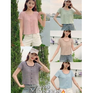 Lining Strip T Shirt With Different Colours Option. Front Bottom Design. Round Neck. Half Sleeve Design.