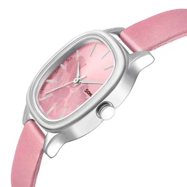 Linnea Pink Dial Purple Leather Strap Watch - Image 3