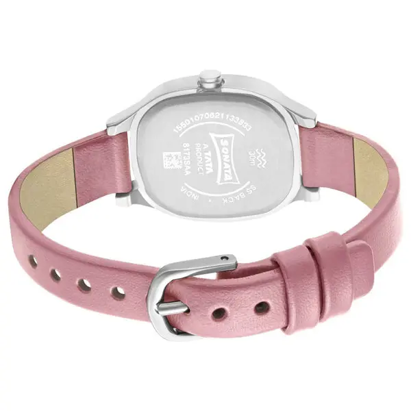 Linnea Pink Dial Purple Leather Strap Watch - Image 4
