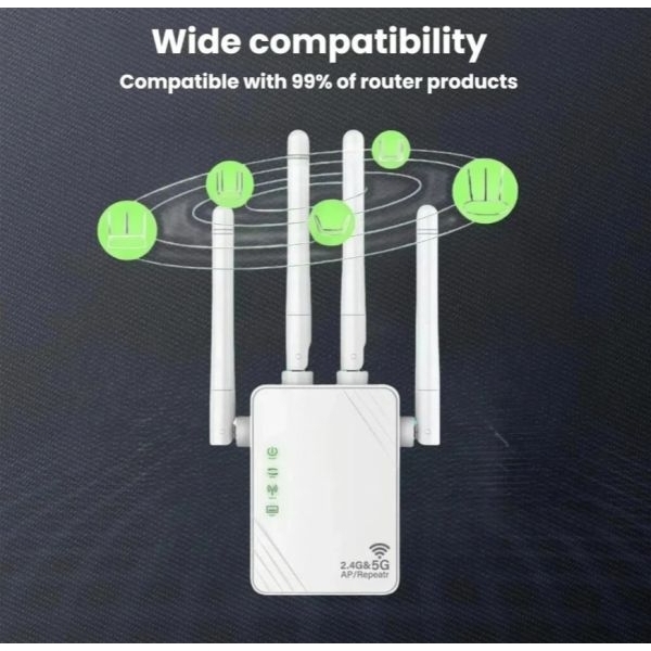 Lumera 1200Mbps Dual Band WiFi Range Extender | 2.4GHz & 5GHz | 4 High-Gain Antennas | Universal WiFi Repeater - Image 3