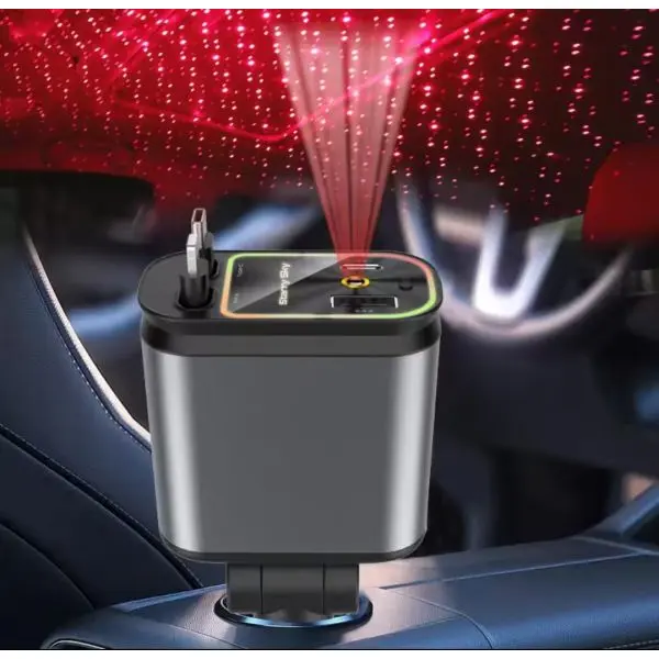 LUMERA Car Charger With Retractable Cable | Safe Charging For Mobile Battery | PD Fast Charge - Image 3