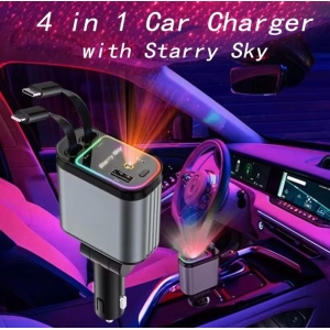 LUMERA Car Charger With Retractable Cable | Safe Charging For Mobile Battery | PD Fast Charge