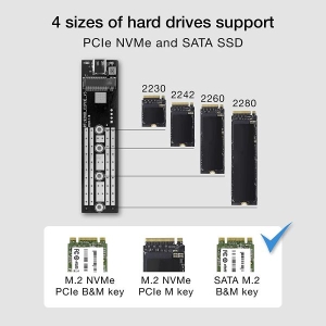 M.2 SSD Enclosure USB 3.1 Type-C – High Speed External SSD Case for NVMe/SATA M.2 Drive