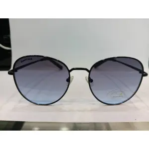 Shiny Black Round Unisex Sunglasses M255BU3V