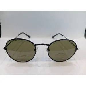 Shiny Black Round Unisex Sunglasses  M259GR6P