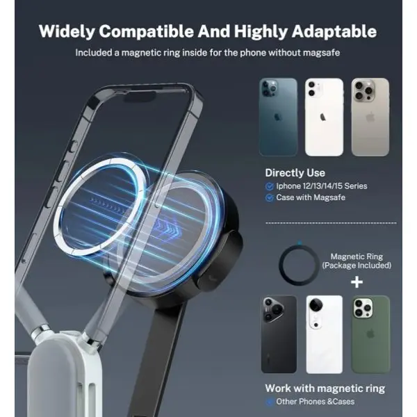 Magnetic Neck Holder | Hands-Free Mobile Stand for Vlogging, Live & Online Class - Image 3