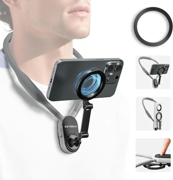 Magnetic Neck Holder | Hands-Free Mobile Stand for Vlogging
