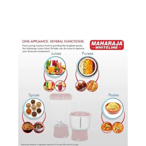 Maharaja Whiteline Gala Happiness Juicer Mixer Grinder With 2 Jars | Long Lasting Performance With 450 Watts| Food Grade Safe | High Grade Mesh For Efficient Juicing | 1 Year on product + 2 Years on motor - Image 4