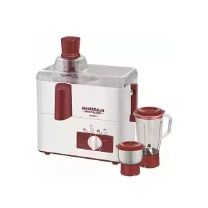 Maharaja Whiteline Gala Happiness Juicer Mixer Grinder With 2 Jars | Long Lasting Performance With 450 Watts| Food Grade Safe | High Grade Mesh For Efficient Juicing | 1 Year on product + 2 Years on motor
