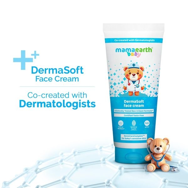 Mamaearth Baby DermaSoft Face Cream with SensiCareComplex™ for Baby's Sensitive Skin - 80gms - Image 2