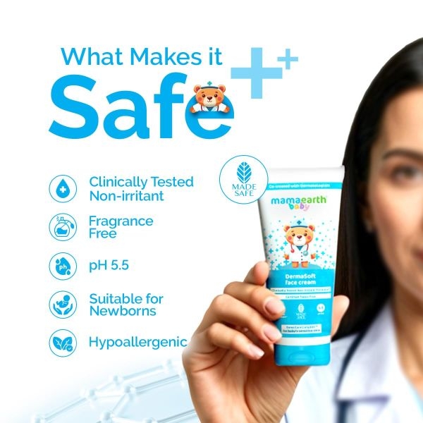 Mamaearth Baby DermaSoft Face Cream with SensiCareComplex™ for Baby's Sensitive Skin - 80gms - Image 5