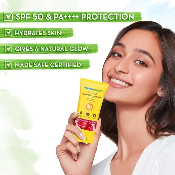 Mamaearth Beetroot Hydraful Sunscreen With Hyaluronic Acid - 50 g |SPF 50 & PA++++ | UVA & B Protection | Hydrates Skin | For Oily, Combination & Dry Skin - Image 3
