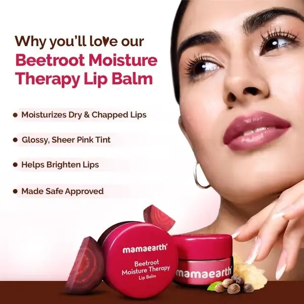 mamaearth Beetroot Moisture Therapy Lip Balm with Beetroot & Hyaluronic Acid for Dry & Chapped Lips- 15 g - Image 2