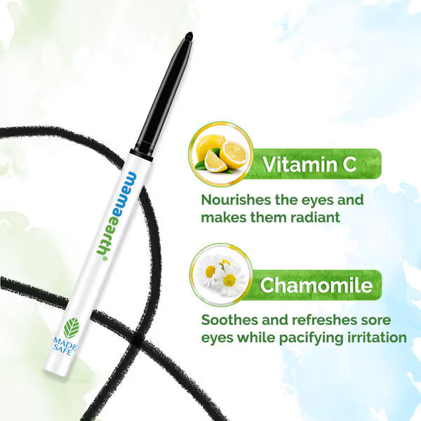 Mamaearth Charcoal Black Long Stay Kajal with Vitamin C & Chamomile for 11-Hour Smudge-free Stay - Image 4