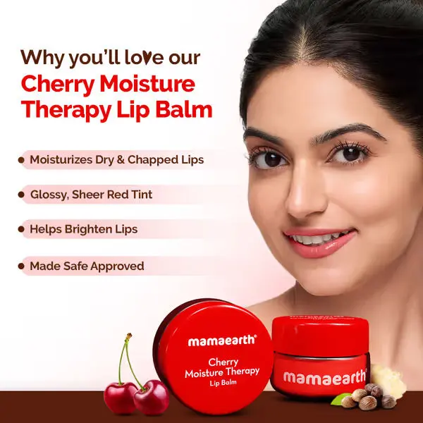 Mamaearth Cherry Moisture Therapy Lip Balm with Cherry & Vitamin E for Dry & Chapped Lips- 15 g - Image 2