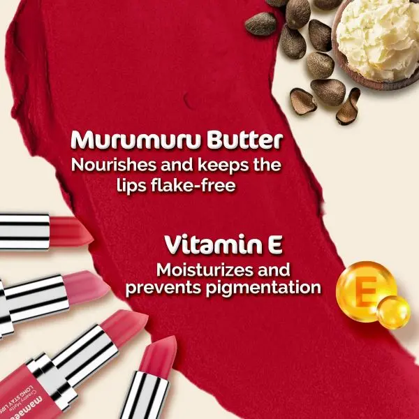 mamaearth Creamy Matte Long Stay Lipstick with Murumuru Butter and Vitamin E for 8-Hour Long Stay (Flakeproof & Non-Drying | Intense Color Payoff) - 4.2g (Hibiscus Nude) - Image 4