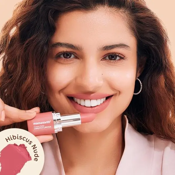 mamaearth Creamy Matte Long Stay Lipstick with Murumuru Butter and Vitamin E for 8-Hour Long Stay (Flakeproof & Non-Drying | Intense Color Payoff) - 4.2g (Hibiscus Nude) - Image 5