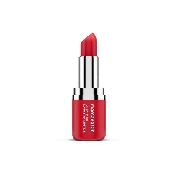 mamaearth Creamy Matte Long Stay Lipstick with Murumuru Butter and Vitamin E for 8-Hour Long Stay (Flakeproof & Non-Drying | Intense Color Payoff) - 4.2g (Ruby Crush) - Image 2