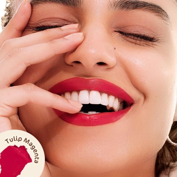 mamaearth Creamy Matte Long Stay Lipstick with Murumuru Butter and Vitamin E for 8-Hour Long Stay (Flakeproof & Non-Drying | Intense Color Payoff) - 4.2g (Tulip Magenta) - Image 5