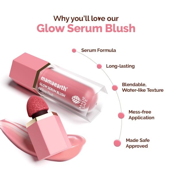 mamaearth Glow Serum Blush with Vitamin C & Rose Extract - 5 ml - Rosy Flush - Image 3