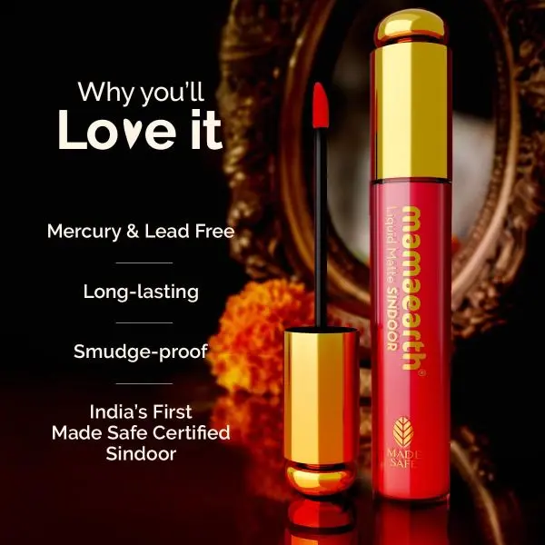 mamaearth Liquid Matte Sindoor with Almond Extract & Vitamin E - 2.8 ml | 01 - Red - Image 3
