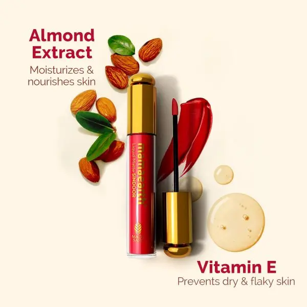 mamaearth Liquid Matte Sindoor with Almond Extract & Vitamin E - 2.8 ml | 01 - Red - Image 4