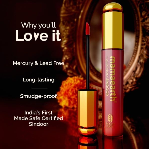 mamaearth Liquid Matte Sindoor with Almond Extract & Vitamin E - 2.8 ml | 02 - Maroon - Image 3