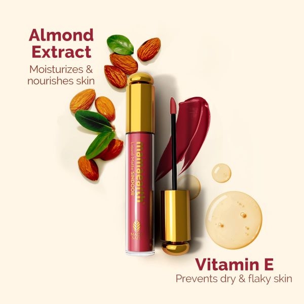 mamaearth Liquid Matte Sindoor with Almond Extract & Vitamin E - 2.8 ml | 02 - Maroon - Image 4