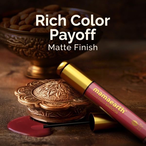mamaearth Liquid Matte Sindoor with Almond Extract & Vitamin E - 2.8 ml | 02 - Maroon - Image 5