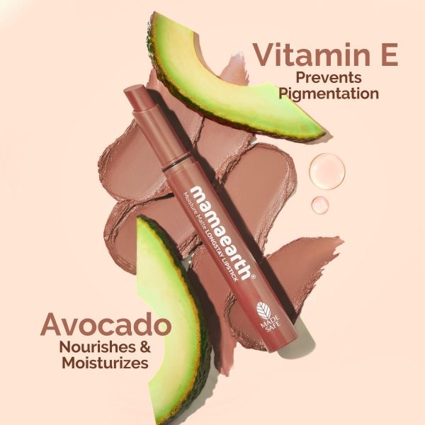 mamaearth Moisture Matte Long Stay Lipstick | Cinnamon Nude- 2g - Image 4