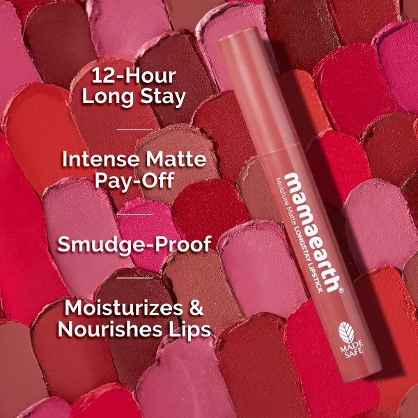 mamaearth Moisture Matte Longstay Lipstick with Avocado Oil & Vitamin E - Carnation Nude - 2 g - Image 3