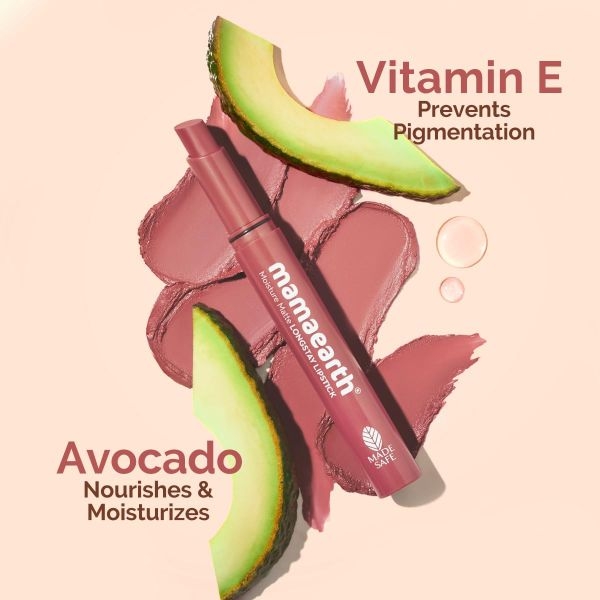 mamaearth Moisture Matte Longstay Lipstick with Avocado Oil & Vitamin E - Carnation Nude - 2 g - Image 4