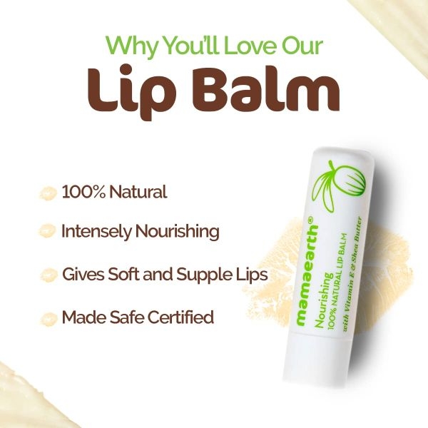 mamaearth Nourishing Lip Balm 100% Natural with Vitamin E and Shea Butter - 4 g - Image 4