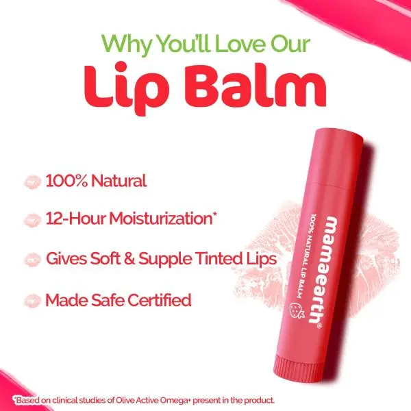 Mamaearth Nourishing Tinted 100% Natural Lip Balm with Vitamin E and Strawberry - 4 g - Image 3