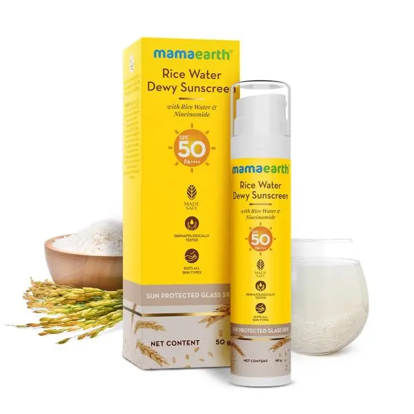 mamaearth Rice Water Dewy Sunscreen with Rice Water & Niacinamide 50 g - Image 2