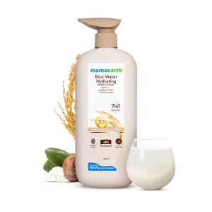 mamaearth Rice Water Hydrating Body Lotion with Rice Water & Niacinamide for Dewy Glass Skin - 400 ml