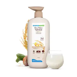 mamaearth Rice Water Hydrating Body Lotion with Rice Water & Niacinamide for Dewy Glass Skin - 400 ml