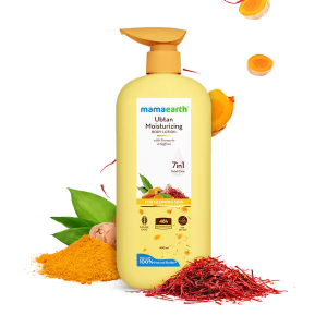 mamaearth Ubtan Moisturizing Body Lotion with Turmeric & Saffron for Glowing Skin - 400 ml