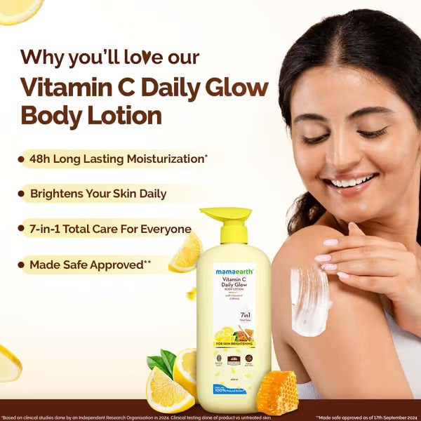 mamaearth Vitamin C Daily Glow Body Lotion For Skin Brightening -400 ml - Image 3