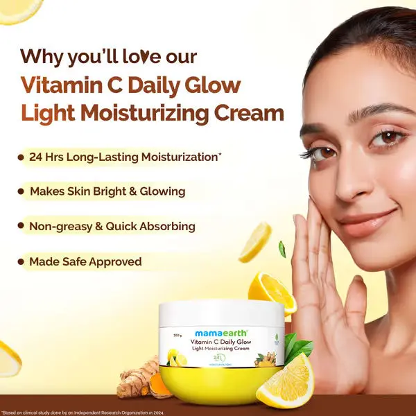 mamaearth Vitamin C Daily Glow Light Moisturizing Cream with Turmeric & Vitamin C for Skin Brightening - 200 g - Image 2