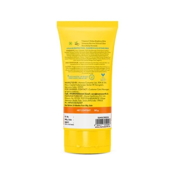 mamaearth Vitamin C Daily Glow Sunscreen with Vitamin C & Turmeric for Sun Protection & Glow - 50 g - Image 3