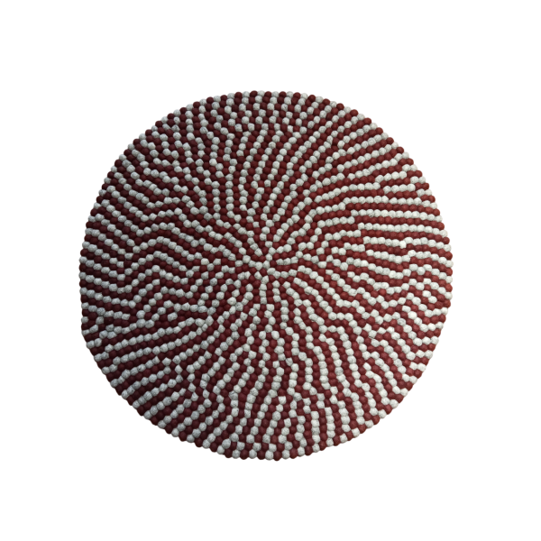 Maroon Round Felt Ball Carpet – 100 cm x 100 cm, Perfect for Home or Office - Image 2
