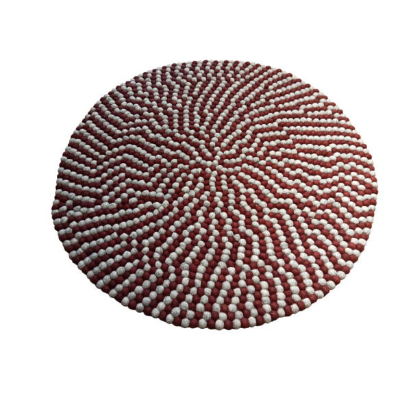 Maroon Round Felt Ball Carpet – 100 cm x 100 cm, Perfect for Home or Office - Image 4