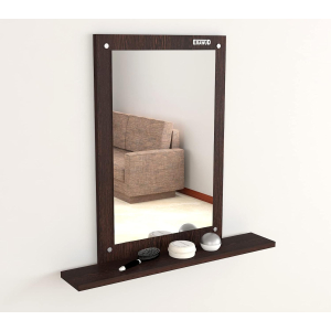 Marriot Dressing Mirror Simple Rectangular Wooden Wall Mirror With Shelves Space-Saving For Bedroom
