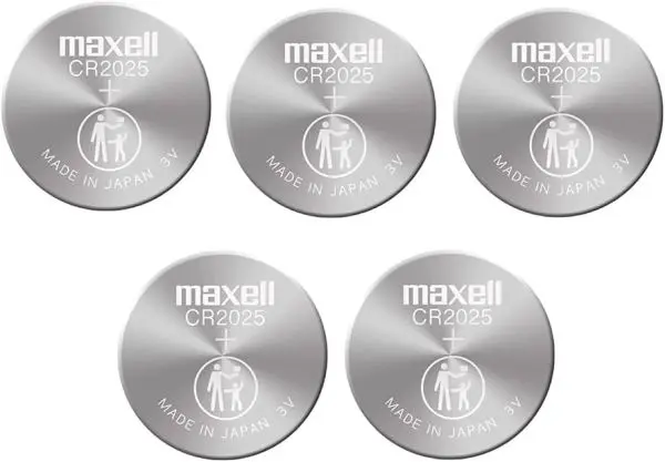 Maxell CR2025 3 Volt Lithium Coin Cell Batteries (5 Pack)