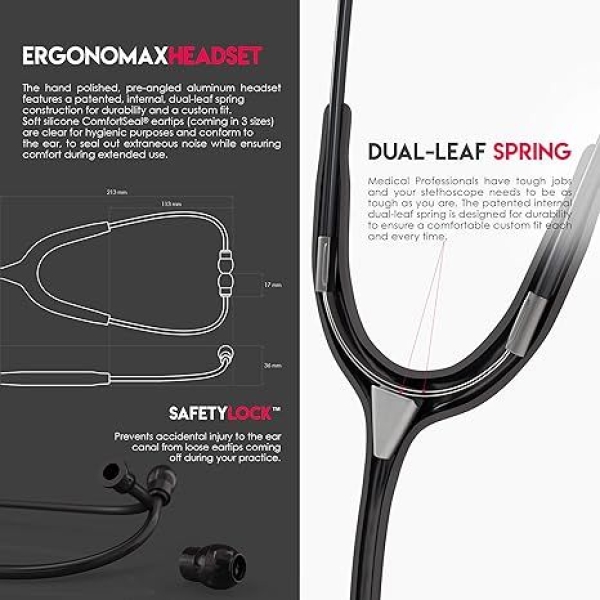 MDF Acoustic Deluxe Lightweight Dual Head Stethoscope - Image 4