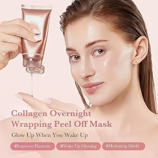 medicube Collagen Overnight Wrapping Peel Off Facial Mask Pack - Elasticity & Hydration Care, Reduces Sagging & Dullness - Hydrolyzed Collagen For Glowing Skin - Korean Skin Care - Image 3