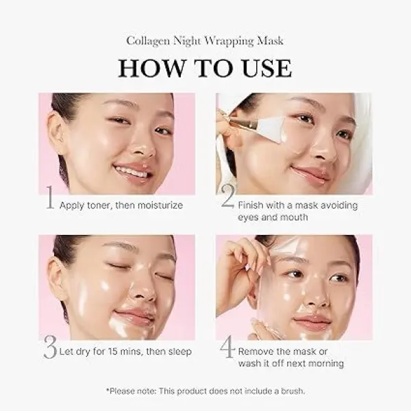 medicube Collagen Overnight Wrapping Peel Off Facial Mask Pack - Elasticity & Hydration Care, Reduces Sagging & Dullness - Hydrolyzed Collagen For Glowing Skin - Korean Skin Care - Image 5
