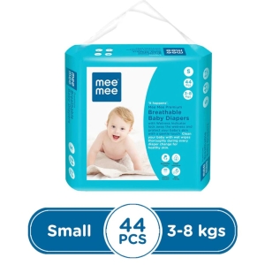 mee mee Premium Breathable Baby Small Taped Diapers (Small Size, Pcs-44)