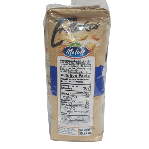 Melvit E-flakes Rolled Oats (1kg) (100% Organic) - Image 3